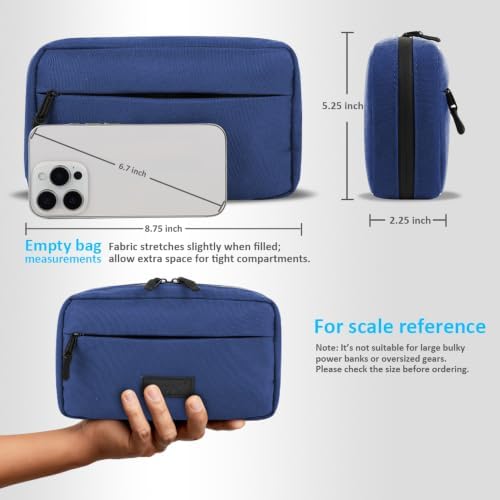 GOX Travel Cable Organizer Bag, Small Tech Pouch for Electronics, Navy - Image 2