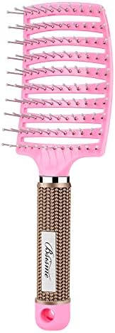 Bsisme Hair Brush, Curved Vented Brush for Faster Blow Drying, Professional Styling Hair Brushes for Women and Men, Paddle Detangling Brush for Wet Dry Curly Thick Straight Hair, Pink by Bsisme