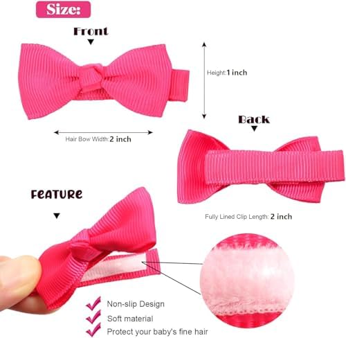 Baby Hair Clips 60 Pieces 30 Colors in Pairs Baby Girls Fully Lined Bows Hair Pins Tiny 2" Hair Bows Alligator Clips for Girls Infants Toddlers - Image 2
