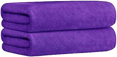 JML Microfiber Bath Towels, 2 Pack, 30" x 60", Violet - Image 2