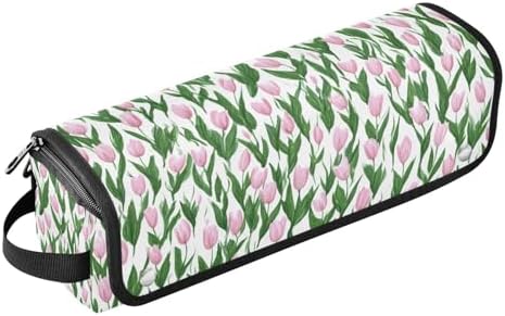 Hair Tools Travel Bag with Heat Resistant Mat 2-in-1 Hot Tools Travel Bag Organizer Flat Curling Iron Travel Case for Straightener Small Tulips Pink by WelcometoElliTarr
