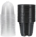 PATIKIL Nursery Pots with Humidity Dome, 20 Sets 3.5" Plastic Gardening Pot Planting Container Cups Plant Starting Pots with Drainage Holes, Black by PATIKIL