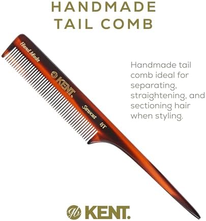 Kent 8T Rat Tail Combs Teasing Comb for Hair Styling and Sectioning, Handmade Fine Tooth Comb Parting Combs for Braiding Hair and Styling for Women, Saw Cut and Hand Polished - Image 3
