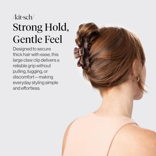 Kitsch Large Hair Claw Clips - All Day Hold Hair Clips, Black & Tort, 2pcs - Image 2