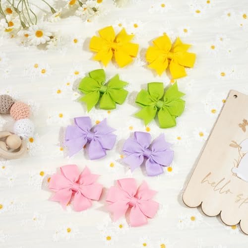 JOYOYO 50pcs Boutique Grosgrain Ribbon Pinwheel Hair Bows for Baby Girls, Toddler Bows Hair Clips Birthday Gifts In Pair - Image 6