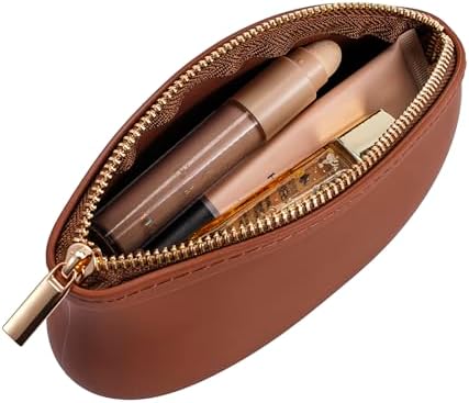 Small Silicone Makeup Bag Premium Purse Bag Multifunctional Essential Bag Zipper Pouch Water and Heat Resistant (Brown) - Image 2