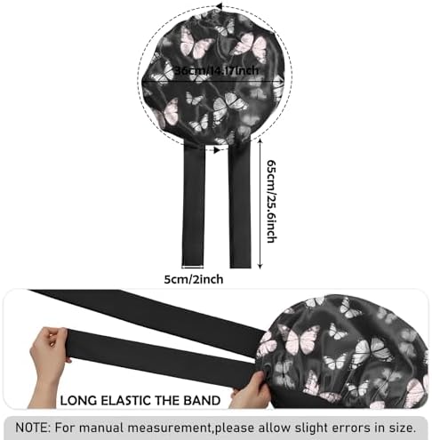 Satin Hair Braid Bonnet for Sleeping Double Layer Elastic Wide Soft Tie Band Hair Silk Lined Sleep Cap Women Girls - Image 2