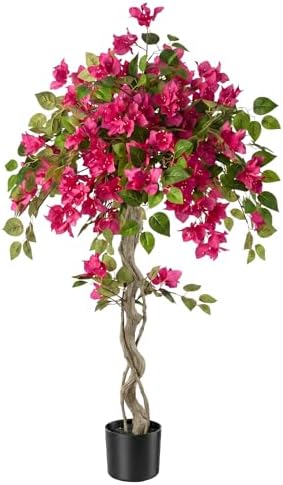 4FT Artificial Bougainvillea Tree, UV Resistant Faux Bougainvillea for Indoor Outdoor Decor, Lifelike Bougainvillea Artificial Flowers Plant for Office, Front Porch, Living Room & Patio by Datietiao