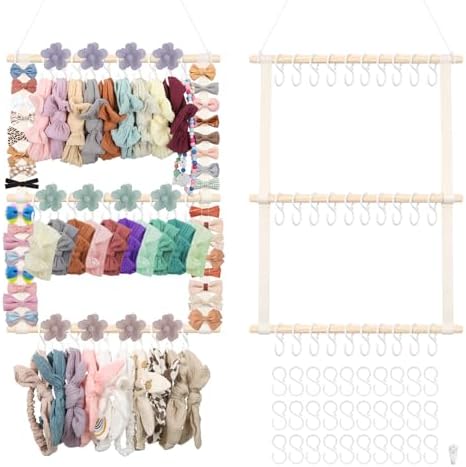 Munzong Headband Holder, Beige Bow Organizer for Baby Girls Bows Holders by Munzong