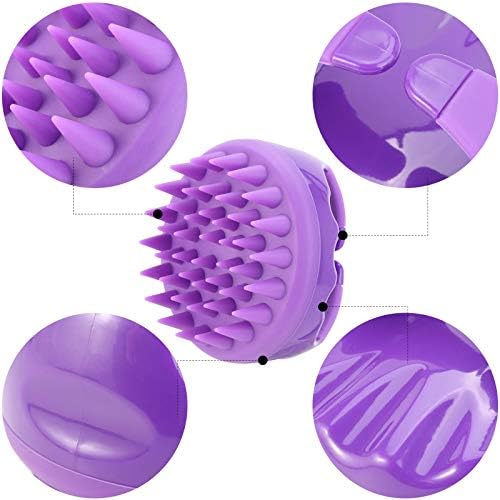 BTYMS Silicone Scalp Scrubber Hair Shampoo Brush, Head Scrubber Hair Wash Brush Cleansing Dandruff Brush - Purple - Image 2