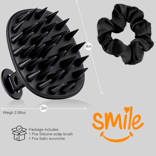 Scalp Massager Shampoo Brush Scrubber with Satin Scrunchie - Image 7