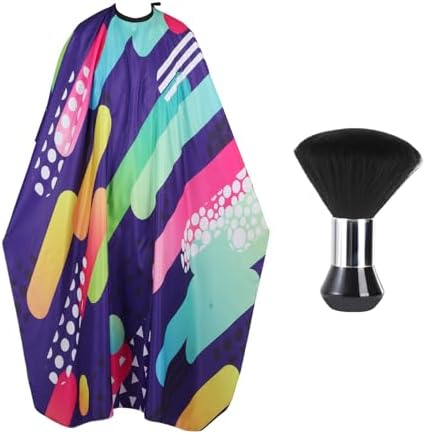 Professional Hair Cutting Cape with Neck Duster Brush, Waterproof Salon Barber Cape with Snaps, Barber Accessories (Colorful) by YELEGAI