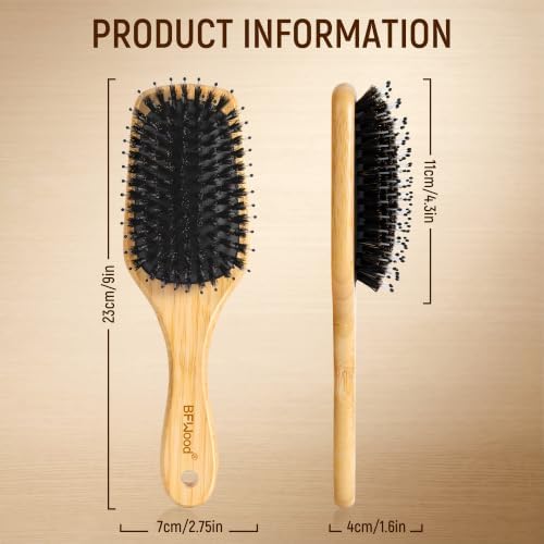 BFWood Boar Bristle Hair Brush, Paddle Detangling HairBrush for Women Men - Image 6