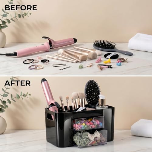 Hair Accessories Organizer for Girls, 2 Drawers & 3 Slots, Black - Image 2