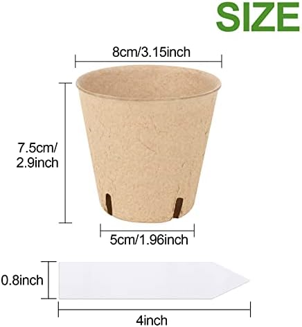 HXSEMAYIG 50PCS Peat Pots, 3.15Inch Seed Starting Pots with Drainage Holes Round Nursery Pot, Garden Germination Nursery Pot Bonus 20 Plant Labels - Image 3