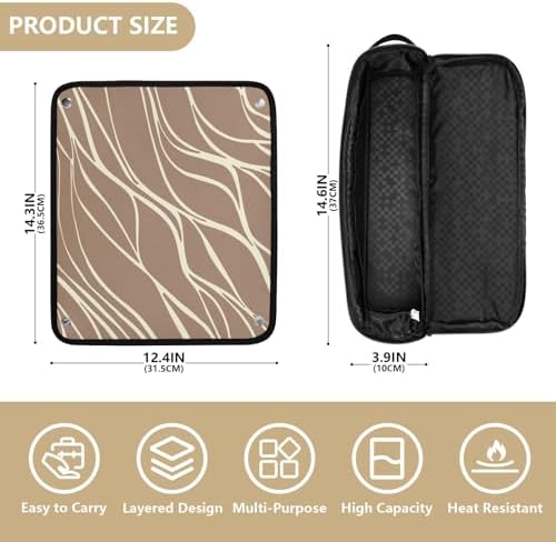 Hair Tools Travel Bag with Heat Resistant Mat Detachable 2-in-1 Curling Iron Travel Case Hot Tools Organizer for Straightener Flat Iron Zebra Skin Print Brown - Image 4