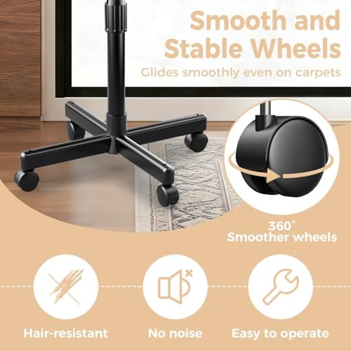 36" Salon Tray on Wheels Black, Adjustable Height Tattoo Tray Cart - Image 3