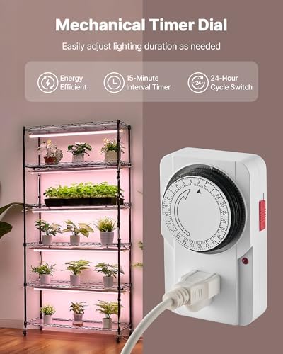 VEVOR Plant Shelf with Grow Light, 6-Tier Indoor Plant Stand, 71in Tall Indoor Plants Display Rack with Wheels & Timer, 150W 3800K Full Spectrum Grow Lights, Metal Flower Pot Holder for Seed Starting - Image 4