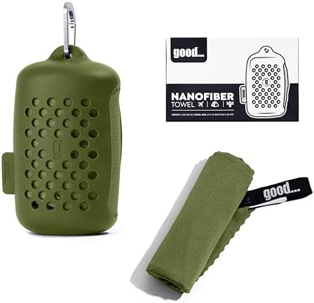 Quick Dry Towel for Travel, Camping, Gym & Sports - Army Green Nanofiber - Image 3