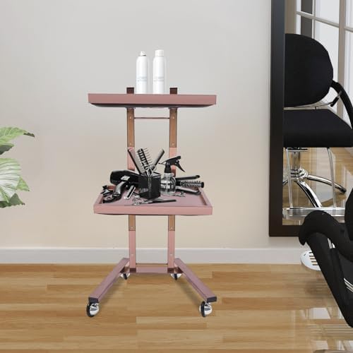2 Tier Metal Rolling Cart, Folding Salon Tray Trolley, Mobile Storage Tray Cart with Wheels, Rolling Tray Salon Trolley Beauty Hair LashMayo Stand (Black) - Image 4