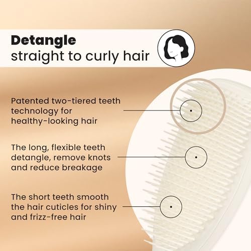 Tangle Teezer Matte Ultimate Detangler Brush, Straight to Curly, Cream - Image 2
