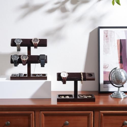 ProCase Wood Watch Display Stand Holder for Men, Wristwatch Tower with T-Bar Design, Hanging Watch Rack, Wooden Wrist Watch Tree - Image 6
