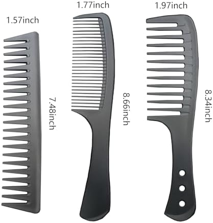 3 PCS Carbon Fiber Anti Static Comb, Heat Resistant Comb-Fine and Wide Tooth Hair Combs for Men and Women, Professional for Hair Stylist - Image 3