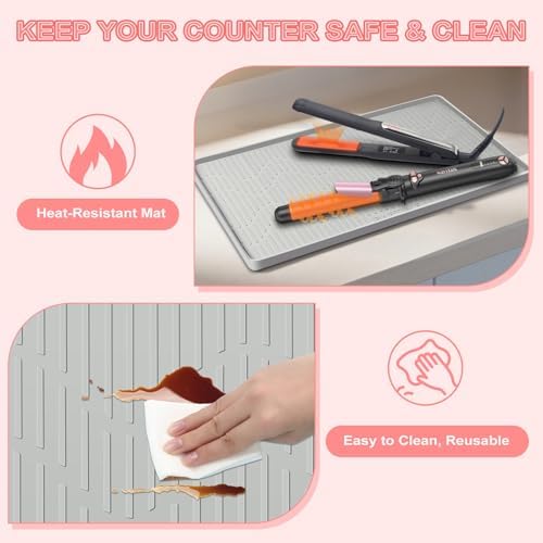 Lorvain 24" x 17" Oversize Silicone Heat Resistant Mat for Hair Tools - Image 4