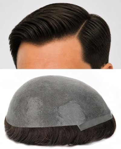 0.08mm Thin Skin Toupee for Men, #2 Dark Brown by TOPUNIQUE