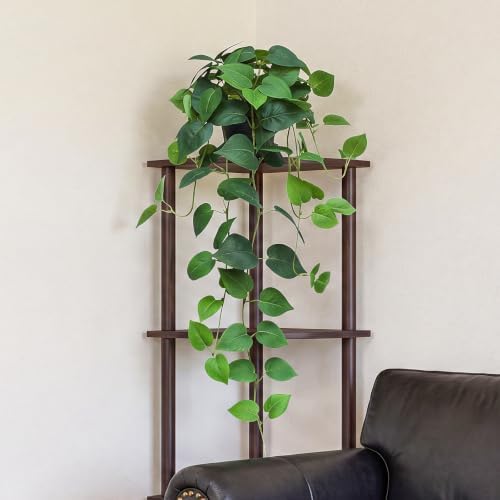 Fake Pothos Hanging Plants, 33" Potted Artificial Hanging Plant, Faux Pothos Silk Vines Hanging Plant Greenery for Home Living Room Indoor Decor - Image 2