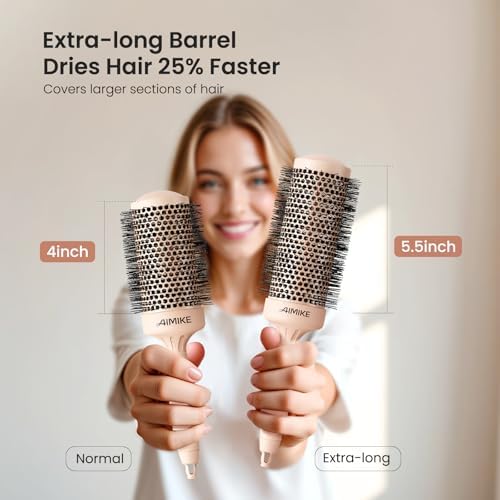 AIMIKE Round Brush for Blow Out, Extra Long Round Hair Brush - 2.1" Barrel - Image 3