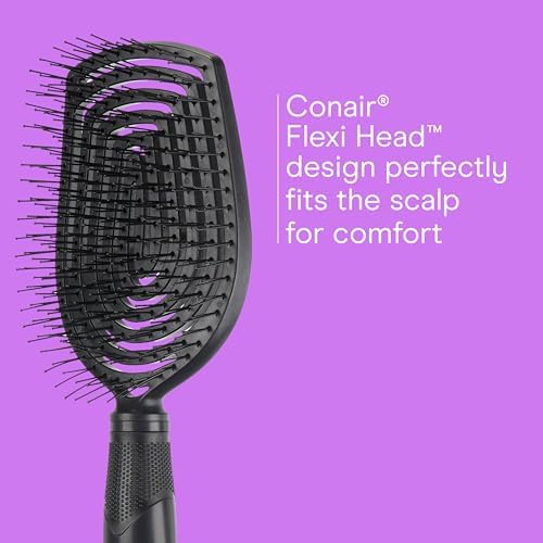 Conair Scalp Care Detangling hairbrush - Curly Hair Brush - Scalp Massager - hairbrushes for women & men - detangler for all lengths and types - can use wet or dry - Black Onyx - Image 3
