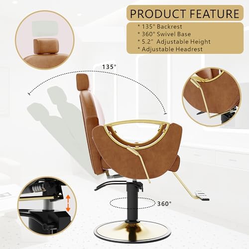 Reclining Salon Chair,Professional Barber Chair for Hair Stylist - Image 4