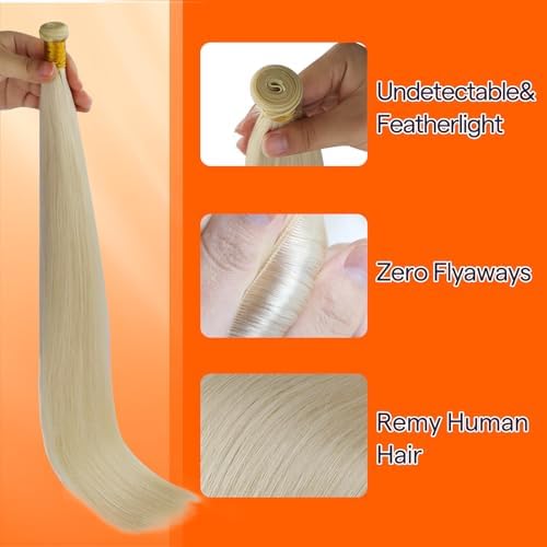 Full Shine Genius Weft Hair Extensions, Blonde Real Human Hair 18 Inch 50g - Image 3