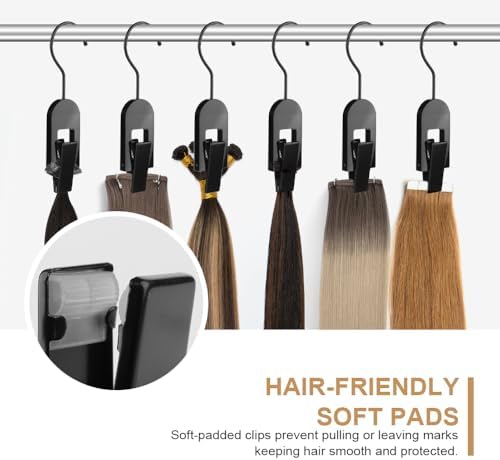 Acrylic Hair Extension Hanger 4Pcs Wig Clips for Salon & Home Hair Storage and Organization 2 In 1 Wig Display Stand with Silicone Protection - Image 2