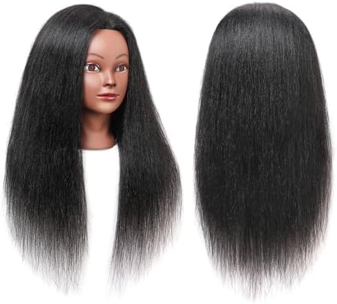 SOPHIRE 100% Real Hair Mannequin Head Training Head with stand, 18" Hairdresser Cosmetology Mannequin Manikin Training Practice Head Doll for Female Hairstyling - Black - Image 5