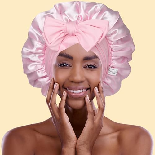 AWAYTR 2-Layer Satin Hair Bonnet, Tie Band Sleep Cap for Women - Image 5