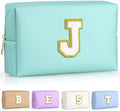 TOPEAST Birthday Gifts for Girls, Travel Makeup Bag Chenille Letter Pouch Cosmetic Bag, Makeup Travel Organizer, Monogrammed Bridesmaid Gifts for Women, Cute Stuff for Girls (Blue J) by TOPEAST
