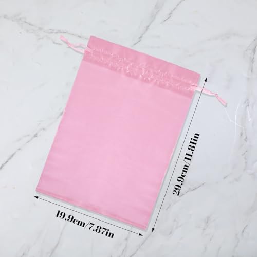 6Pcs Wig Bags Storage,Pink Wig Bags with Satin Drawstring Storage for Wigs Extension Bundle - Image 2