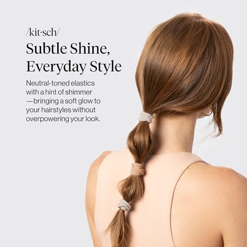 Kitsch Elastic Hair Ties No Damage | Stretchable Hair Bands - Neutral 12pcs - Image 2