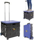 dbest Products Quik Cart Pro Collapsible Rolling Crate on Wheels - Blue Lid by dbestproductsInc