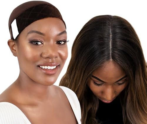 MILANO COLLECTION Wig Grip Caps for Women, Adjustable No Slip Wig Cap with Grip Band, Built-In Secure Elastic HeadBand for Lace Front Styles, Chocolate Brown, 2 Pack by MILANOCOLLECTION