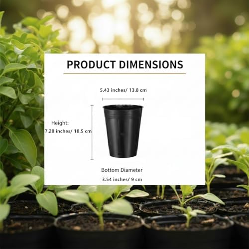 100 Pack Tall Tree Pot 5.9'' x 7.8'', Black Plastic Deep Nursery Pots, Soft Deep Seedling Pots for Seed Starting, Plant Starter Cups with Drainage Holes for Flowers, Cuttings & Transplanting - Image 2