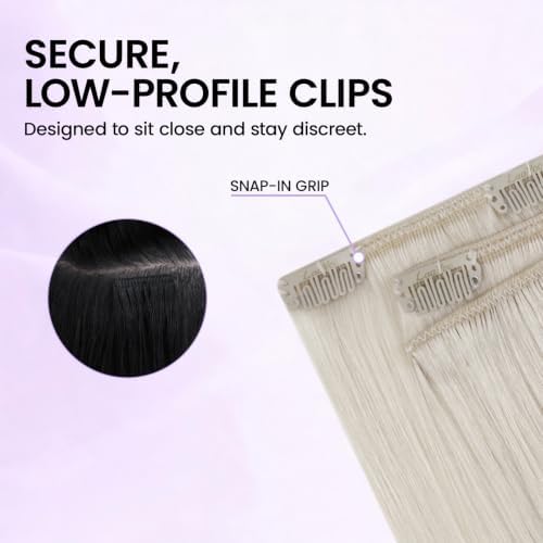 LaaVoo Clip In Hair Extensions, Silky Straight, 14 Inch 5Pcs 80g - Image 3
