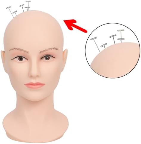 Female Life Size Bald Mannequin Head Professional Cosmetology for Wig Making, Display Wigs,Glasses,Eyeglasses, hairs, T pins,with Free Clamp - Image 6