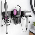 Tindbea Upgraded Aluminum Alloy Hair Dryer Holder Wall Mounted with Built-in Cord Wrap,3-in-1 Hair Tool Organizer for Blow Dryer, Curling Iron, and Straightener, Matte Black by Tindbea