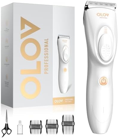Hair Clippers for Men, Cordless Hair Clipper Kit, Adjustable 4 Length Setting, 2-Speed Settings, Replaceable Ceramic Blade Heads, Rechargeable Hair Clippers for Family (White) by Unknown