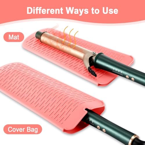 Shappy 2 Pcs Heat Resistant Flat Iron Travel Case with Mat,Pink Marble - Image 5