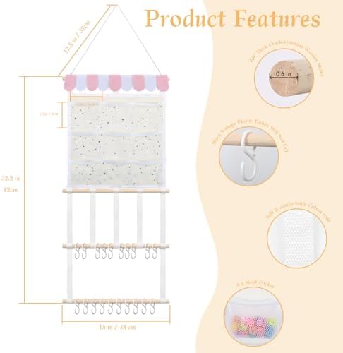 Munzong Headband Holder, Hair Accessories Organizer Pinkish White 15x33Inch - Image 3