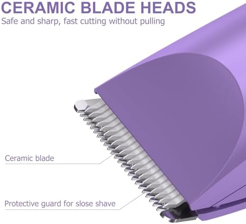 OLOV Electric Body Hair Trimmer - Groin Trimmer for Men - Bikini Trimmer Women - Wet/Dry Shaver Groomer, Replaceable Ceramic Blade Heads, USB Recharge Dock, Waterproof Hygiene Razor, Bright Purple - Image 3